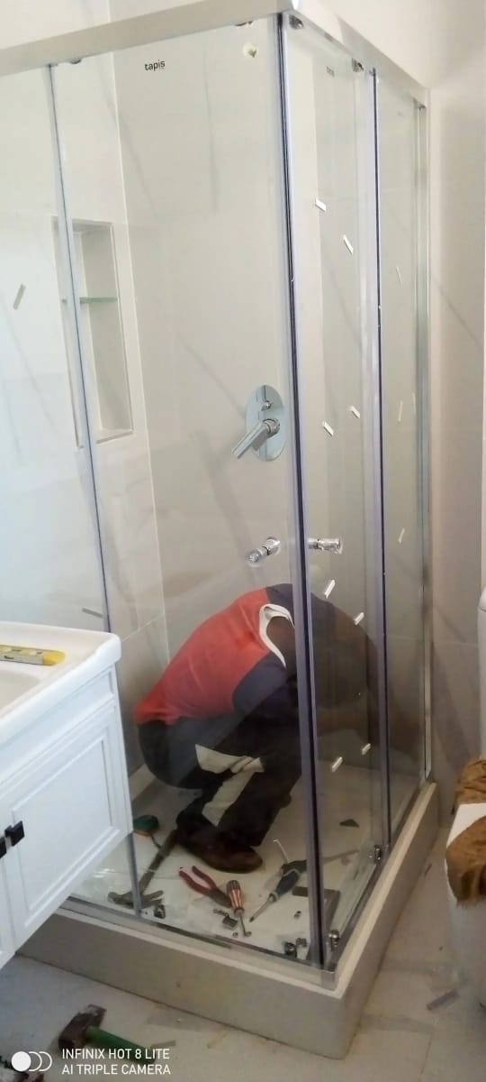 Glass shower cubicle installation Athi River Kenya